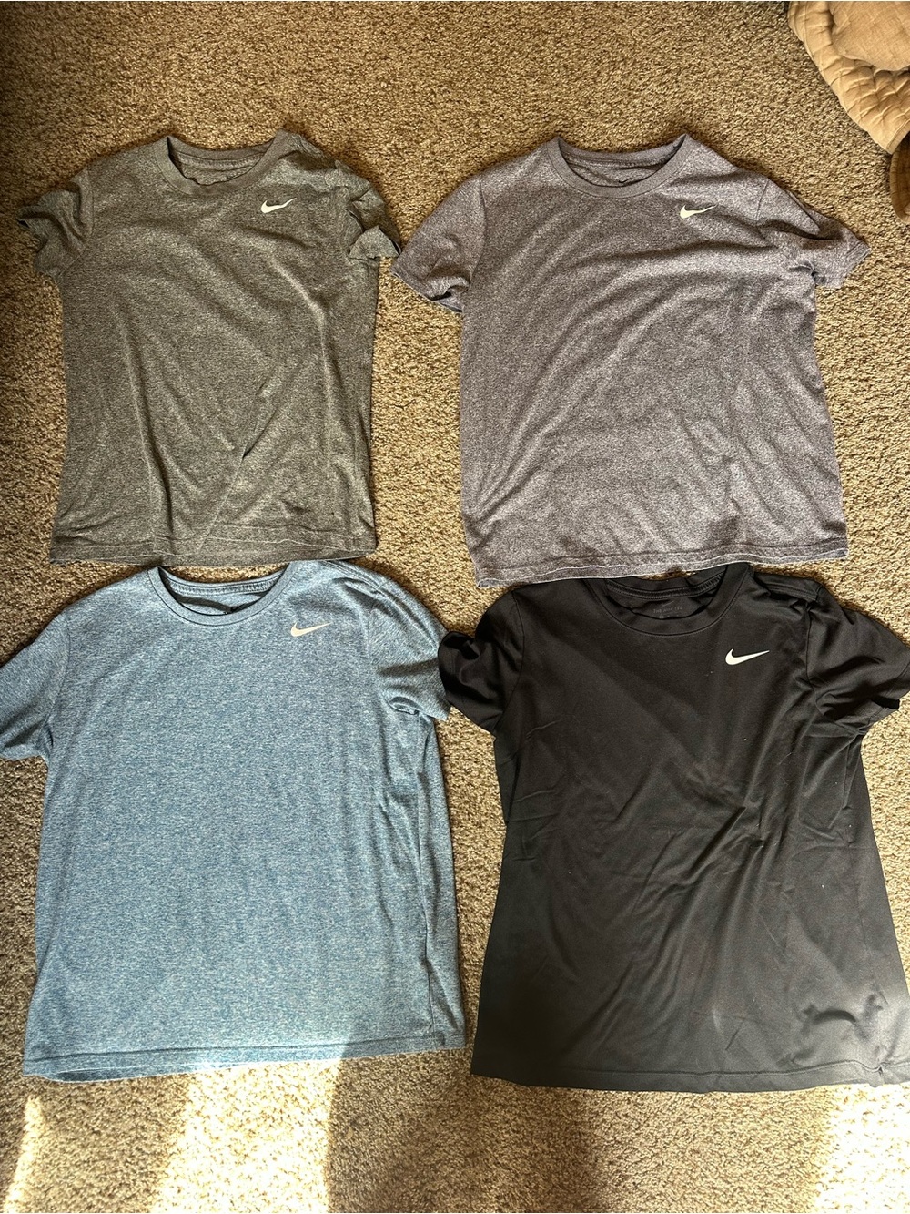 Nike Short Sleeve Tee Set — Gray, Heather Gray, Light Blue & Black